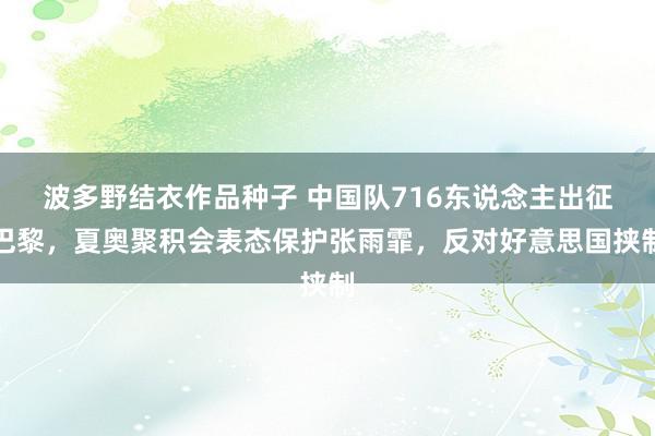 波多野结衣作品种子 中国队716东说念主出征巴黎，夏奥聚积会表态保护张雨霏，反对好意思国挟制