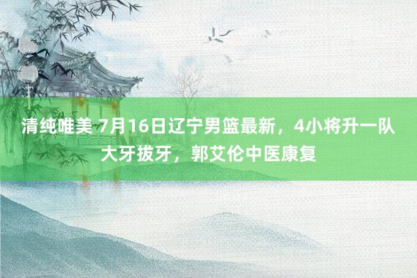 清纯唯美 7月16日辽宁男篮最新，4小将升一队大牙拔牙，郭艾伦中医康复