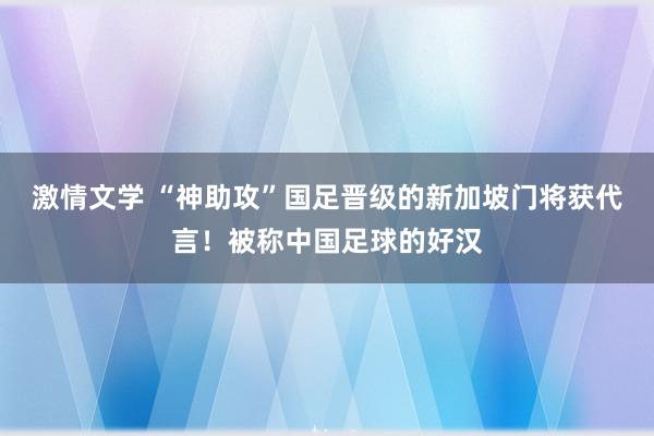 激情文学 “神助攻”国足晋级的新加坡门将获代言！被称中国足球的好汉