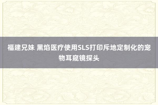 福建兄妹 黑焰医疗使用SLS打印斥地定制化的宠物耳窥镜探头