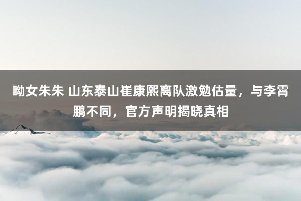 呦女朱朱 山东泰山崔康熙离队激勉估量，与李霄鹏不同，官方声明揭晓真相